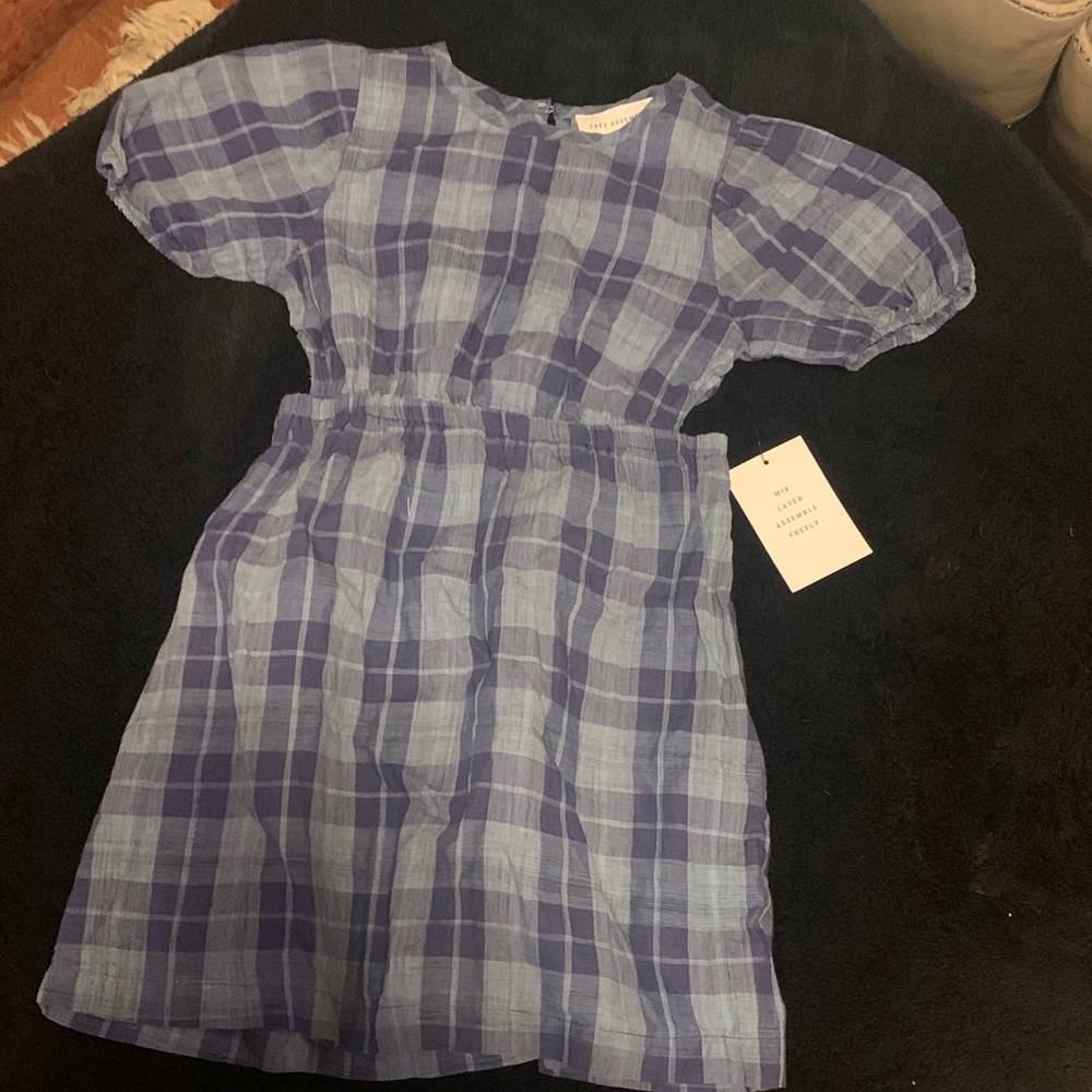 Stylish Blue Plaid Kids Dress Kids Small 6-6X w/ Cut Outs Easter Dress